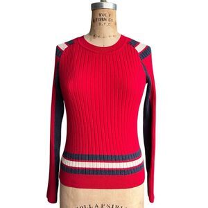 Rag & Bone Red Ribbed Merino Wool Sweater Size S/P